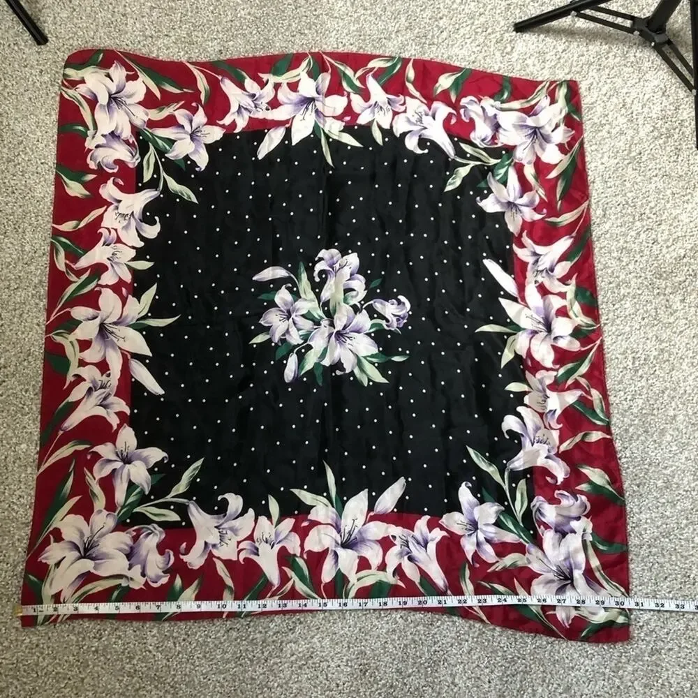 Floral silk square scarf